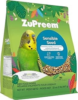 Sensible Seed Bird Food, Parakeet, Budgie, Parrotlet, Dove, Seed and Pellet Blend for Small Birds, Food Mixer Topper, Enriching Variety, Made in USA, Parakeet Seeds (S, 2 lbs)