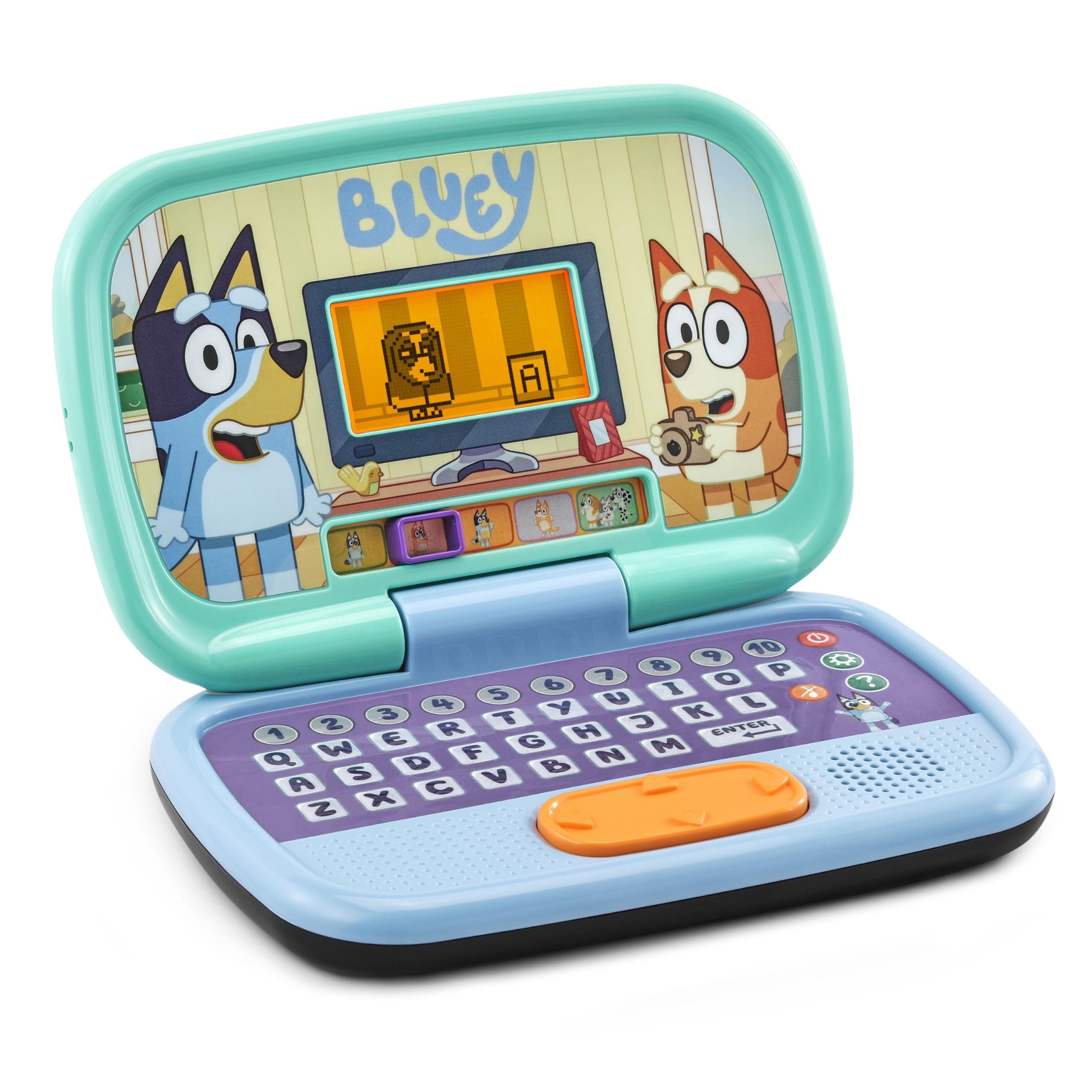 VTech Bluey Game Time Laptop, Interactive Learning Laptop with Pre-School Content, Official Bluey Character Toy for Kids, Letters, Numbers, Music, Gift for Children 3, 4, 5, 6 Years, English Version