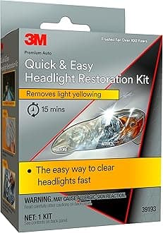 3M Quick and Easy Headlight Restoration Kit, Removes Light Yellowing in 15-Minutes