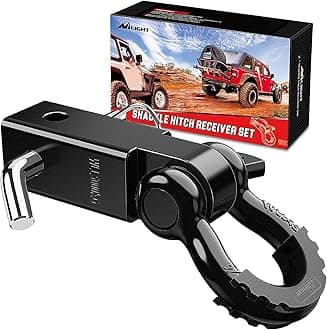Nilight Shackle Hitch Receiver 2Inch 45000 LBs Breaking Strength 3/4" D Ring Shackle w/Trailer Hitch Pin Heavy Duty Solid Recovery Towing Kit for Trucks Jeeps Off-Road,2 Years Warranty