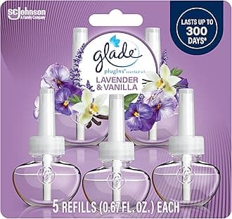 PlugIns Refills Air Freshener, Scented and Essential Oils for Home and Bathroom, Lavender & Vanilla, 3.35 Fl Oz, 5 Count