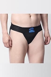 Gym Supporter Cotton Hernia Supporter with Cup Pocket Athletic Fit Brief Multi Sports Underwear Outdoor Inner and Wear Medical Supporter Black