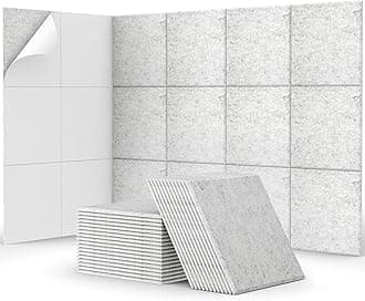 48 Pack Sound Proofing Panels Self-adhesive, TONOR 30x30x0,9cm Square Acoustic Wall Absorbing Panels, High Density Insulation Treatment Soundproofing Panels for Recording Studio, Home, Offices, Beige