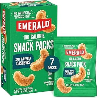 Emerald Nuts, Salt and Pepper Cashews 100 Calorie Packs, 7 Count Box