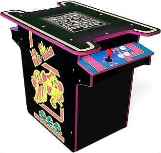 Arcade1Up Ms. PAC-MAN Head to Head Arcade Table with 12 Games, Multiplayer Control Panel, and 17 Inch Color LCD Screen, Black Series Edition
