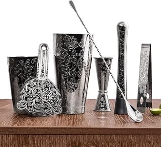 SKY FISH Boston Cocktail Shaker Set, Etching Bartender Kit, 7-piece Professio...
