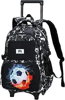 Bluboon Rolling Backpack with Wheels Kids Backpack for Boys Teens Wheeled Bookbag Kids Luggage Travel Hiking (Camouflage Black 9)