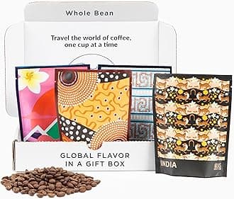 Atlas Coffee Club World of Coffee Set, Gourmet Coffee Gift Sampler, 4-Pack Variety Box of the World’s Best Single Origin Coffees, Whole Bean
