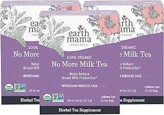Earth Mama No More Milk Tea Bag for Weaning to Help Reduce Breast Milk Production,16-Count (Pack of 3)