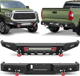 Tundra Front + Rear Bumper Set for 2014-2021 Toyota Tundra Pickup, w/LED Lights, License Plate Lights and D-rings