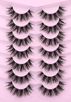 False Eyelashes Clear Band Faux Mink Lashes 18mm Long Dramatic Invisible Wispy Lashes Fake Eye Lashes Pack by Kiromiro