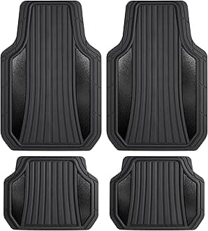 Motor Trend Rubber Car Floor Mats - Durable, All Weather Protection with Non-Slip Backing, Two Tone Accent - For Front and Rear