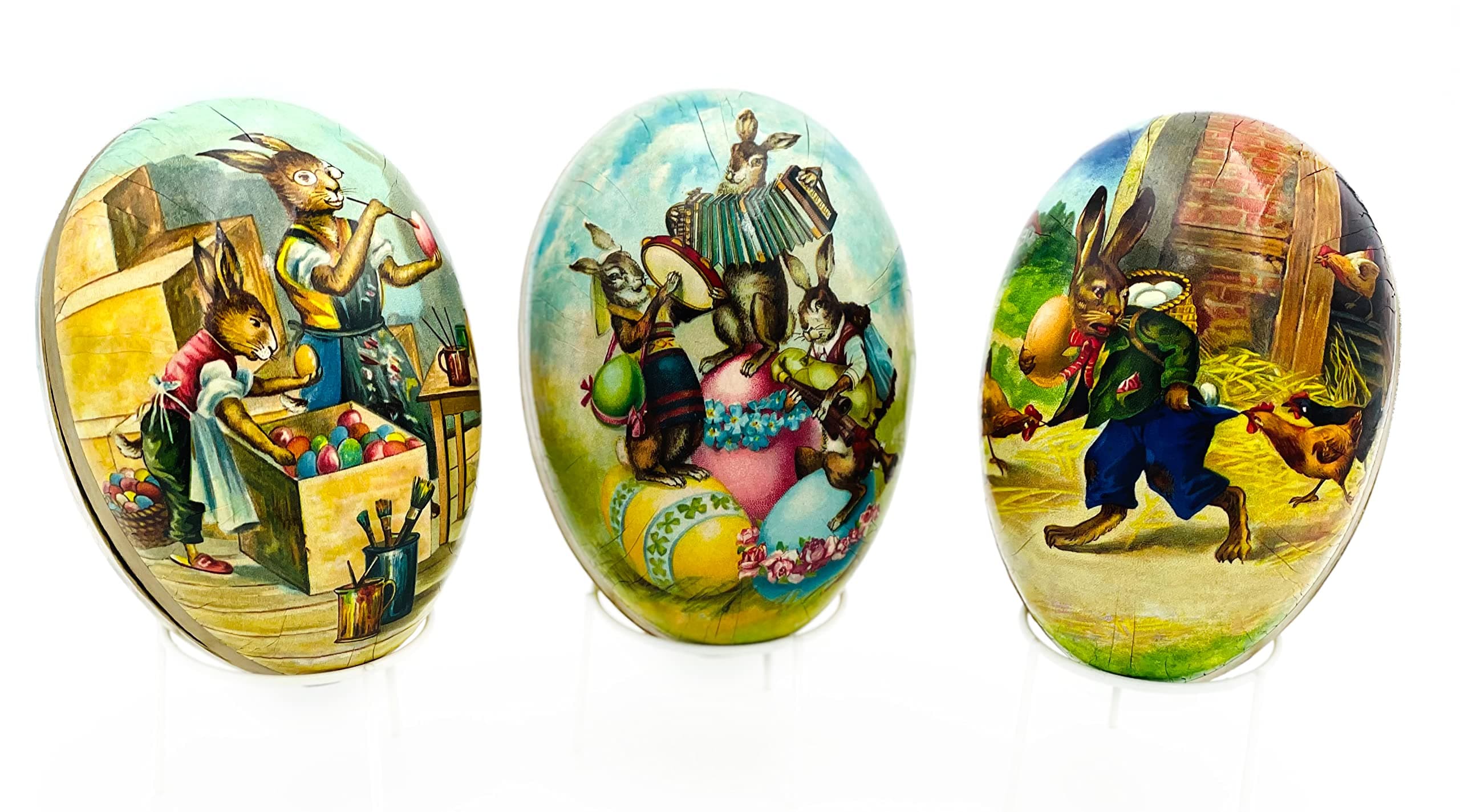 NestlerDecorative Easter Eggs for Easter Baskets Easter Egg Hunt Easter Gifts Paper Mache Eggs 5.5” Set 3