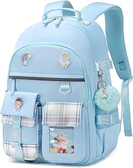 Backpack for Girls, 15.6 Inch Laptop School Bag Kids Kindergarten Elementary College Backpacks Large Bookbags for Teen Girl Women Students Casual Travel Daypacks (Blue)
