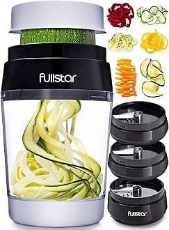 Fullstar Mandoline Slicer Spiralizer & Vegetable Slicer, Zucchini Noodle Maker, Onion & Food Chopper, Veggie Spiral Cutter & Grater (6 in 1)