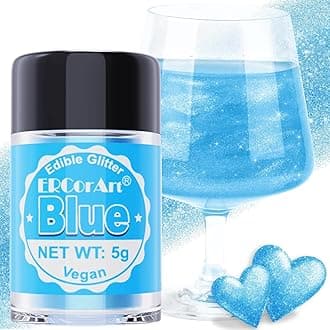 Edible Glitter - Luster Dust Edible for Cocktail Food Grade Drink Glitter for Cake Decorations, Easter Eggs, Baking, Macarons, Strawberries - 5g/Bottle (Blue)