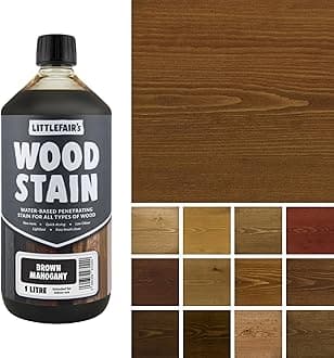 Littlefair'S Wood Stain Water Based - 1 Ltr Indoor Furniture Light & Dark Finishes Special Non Toxic Eco Friendly Formula For Crafts Colour: Brown Mahogany