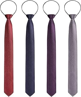 Xinnun 4 Pieces Zipper Ties for Men Adjustable Men's Neckties Zip on Tie for Zipper Skinny Necktie Clip on Slim Tie