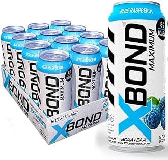 XBOND Maximum Recovery Blue Raspberry Expanded Maximum Amino Drink - BCAA + EAA Electrolytes Drink - 16 fl oz (473 ml) - 8g BCAA/EAA, Sugar Free 34 Calories, 60mg Caffeine Pack of 12