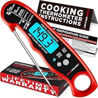 Vegena BBQ Meat Thermometer, BBQ Thermometer, Oven Thermometer, 2 Probes with Temperature Preset, Kitchen Alarm Clock, Blue Backlight, Magnetic Back Wall
