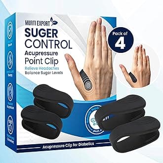 Sugar Control LI4 Acupressure Point Clip(4 Piece) - Wearable Hand Massager for Headache,Migraine,Arthritis,and Tension Relief - Ideal for Diabetes Management|Light Weight,Multicolour