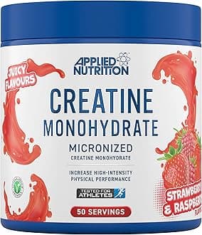 Applied Nutrition Creatine Flavoured - Creatine Monohydrate Micronized Powder with Flavour, Increases High-Intensity Physical Performance (250g - 50 Servings) (Strawberry & Raspberry)