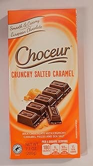 Crunchy Salted Caramel Smooth & Creamy European Chocolate, Milk Chocolate with Crunchy Caramel Pieces and Sea Salt, 7.1oz (200g)