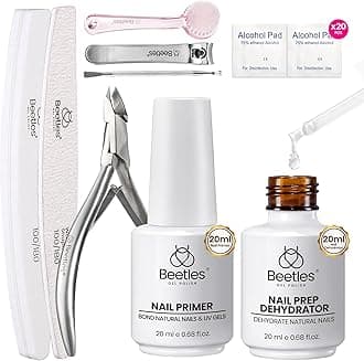 Beetles Nail Prep Kit Nail Dehydrator and Primer Nail Care Tool Kit 20ml Large Capacity Acid-Free & Hema-Free Dehydrate Bond Primer with Manicure Tools for Acrylic Nail Gifts for Women