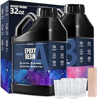 KISREL Epoxy Resin 32OZ - Crystal Clear Epoxy Resin Kit - No Yellowing No Bubble Casting Resin for Art Crafts, Jewelry Making, Wood & Resin Molds(16OZ x 2)