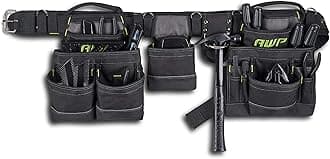 AWP Carpenter Tool Rig with Carry Handles, Premium Tool Belt, Air-Mesh Padded Belt Fits Waists Up to 50 Inches