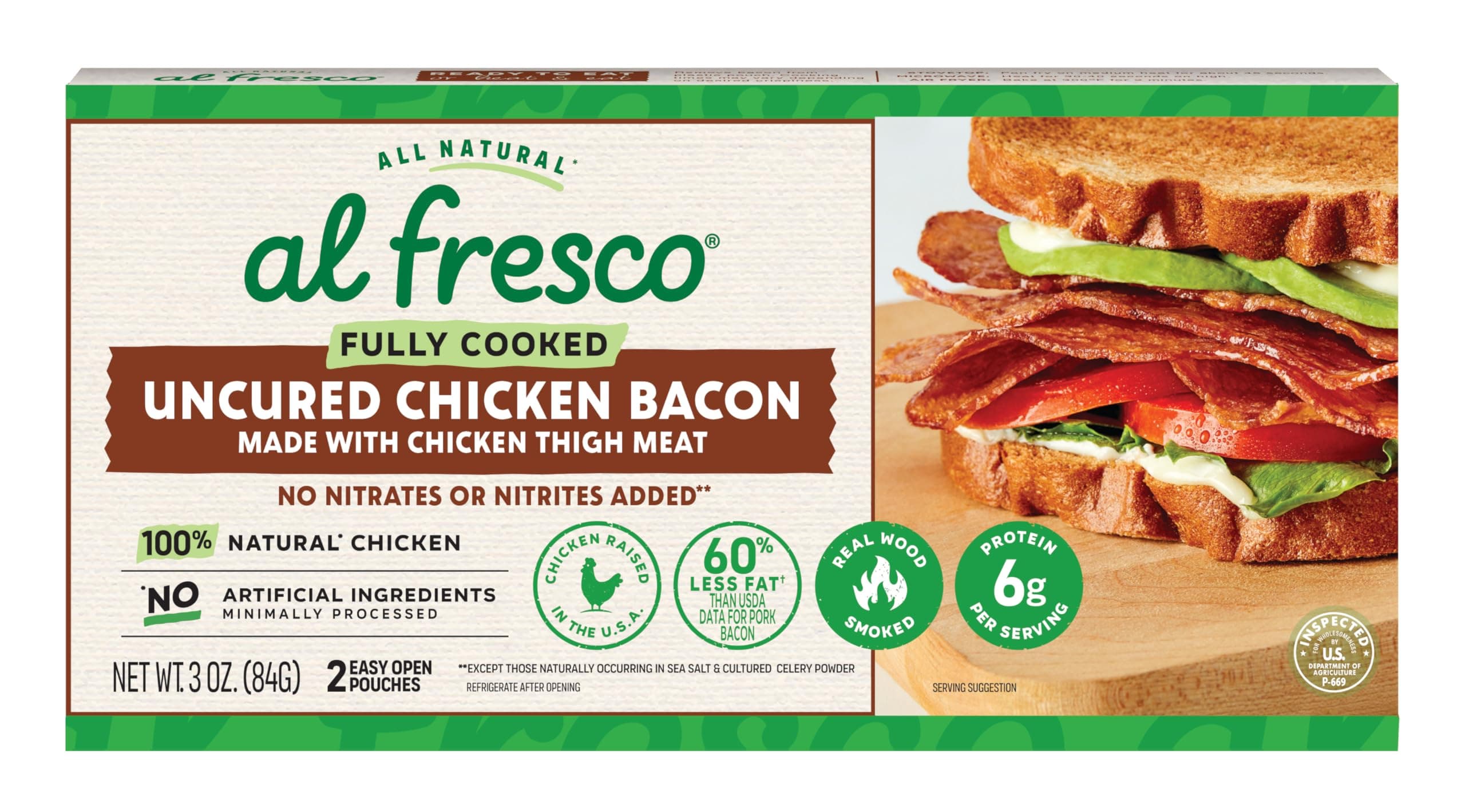 Fully Cooked Uncured Chicken Bacon 3 oz