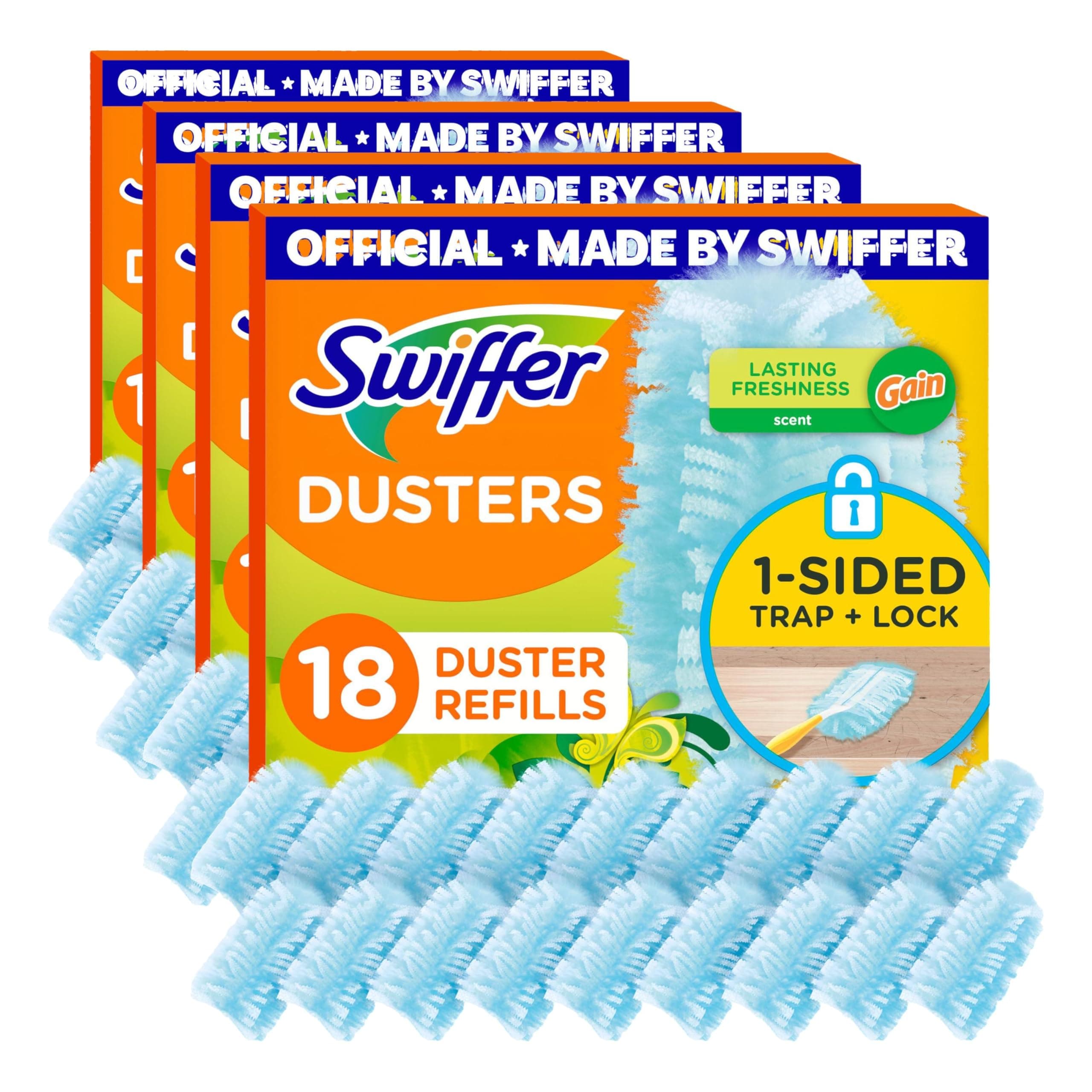 Dusters Multi-Surface Duster Refills for Cleaning, Gain Original Scent, 18 Count (Pack of 4)