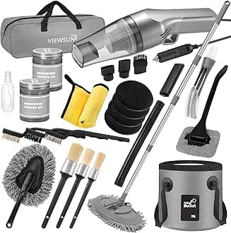 Viewsun 21Pcs Car Cleaning Kit with High Power Handheld Vacuum, Car Wash Mop ...