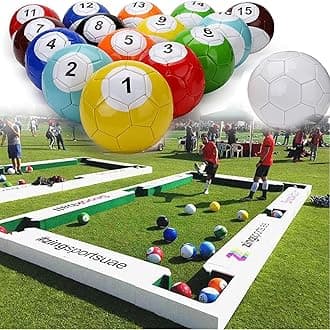 Inflatable Billiards Soccer Football Snooker Balls Table Games, 16Pcs Leather Football Pool Kick Billiards Set, Adult Sports Recreation Game for Backyard Rooms Outdoor Indoor,18cm/7.1inch