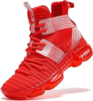 Kids Basketball Shoes Boys Air Cushion Sneakers Girls Mid Top School Hoops Shoes Non-Slip Outdoor Sports Running Gym Comfortable Durable Little Kid/Big Kid