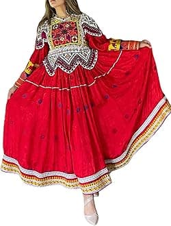 Afghan Vintage Dress - Afghani Clothes, Women Dress HB1-04 Red