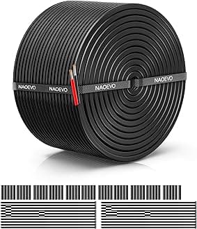 NAOEVO 12 Gauge Wire 2 Conductor Electrical Wire, 12 AWG Stranded PVC Cord, 12V Low Voltage/Tinned Copper/Flexible Cable for Automotive Wiring, Lamp Cord, Marine Cable (100FT)