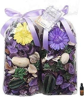 Qingbei Rina Spring Potpourri Bags, Purple Decorative Potpourri Bowl Filler, Lavender Scented Dried Flowers, Home Fragrance Sachet,2 Bags/8.4oz