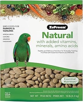 Natural Bird Food, Bird Feed Pellets for Parrot, Conure, Caique, African Grey, Eclectus, Small Cockatoo, ZuPreem Core Nutrition, Made in USA, Added Vitamins, Parrot Food, (M/L, 10 lb Bag)