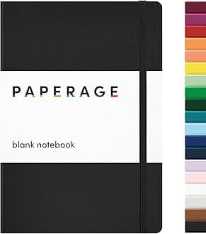 Blank Journal Notebook, (Black), 160 Pages, Medium 5.6 in x 8 in - 100 GSM Thick Paper – Hardcover Journaling Notebook for Work, School, Note Taking or Sketching
