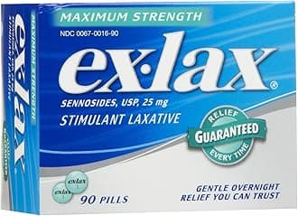 Ex-Lax Stimulant Laxative, Maximum Strength, 25 mg, 90 Count Box