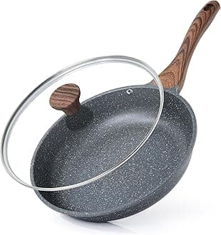 SENSARTE Nonstick Frying Pan Skillet with Lid, Omelet Pan with Cover, Healthy Egg Pan Chef's Pan, Kitchen Cooking Pan, PFOA Free (8inch + Glass Lid)