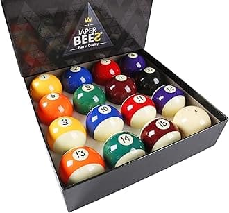 JAPER BEES Professional Billiard Ball/Pool Ball Set,Complete 16balls, 2 1/4 inch Regulation Size&5.9OZ Weight, Resin Ball