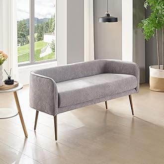 Bedroom Bench with Low Back,Inside Metal Frame, Extra Seat for Living Room, Entryway Bench (Gray) …