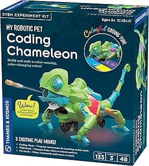 Thames & Kosmos My Robotic Pet: Coding Chameleon STEM Building & Experiment Kit | Color-Sensing Coding Robot for Boys & Girls Ages 8+, Screen-Free Educational Fun, Robotic Reptile with 3 Play Modes
