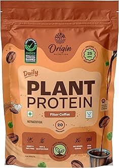 Origin Nutrition 100% Natural Plant Based Protein Powder, Ranked Best Vegan Protein by Independent Scientific Research, European Pea Protein Isolate & Pumpkin Seed Protein, Easy to Digest Coffee Caramel with 25g per serve Plant Based Protein,20 servings,810 g