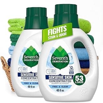 Concentrated Laundry Detergent Liquid Free & Clear Fragrance Free 40 Fl Oz (Pack of 2)