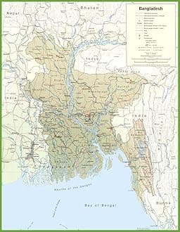 Gifts Delight Laminated 24x30 Poster: Road map of Bangladesh