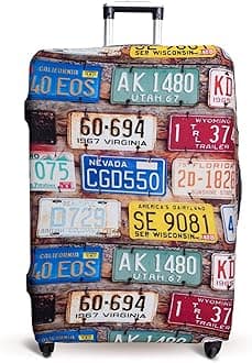 Luggage Cover Suitcase Protector Fits 19-33 Inch TSA Approved Travel Suitcase Cover Washable Dustproof Anti-Scratch (S (19-22 inch), License Plates)