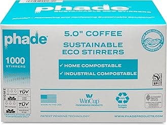 phade Eco-Friendly Cocktail Straws 1,000 Count - Sustainable Marine Biodegradable Compostable Stirrer, 1 Pack